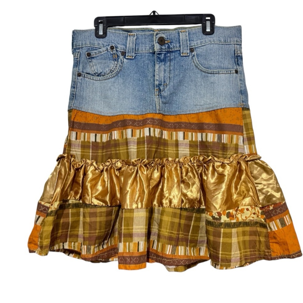 Levi's Denim & Ruffled Print Tiers Skirt